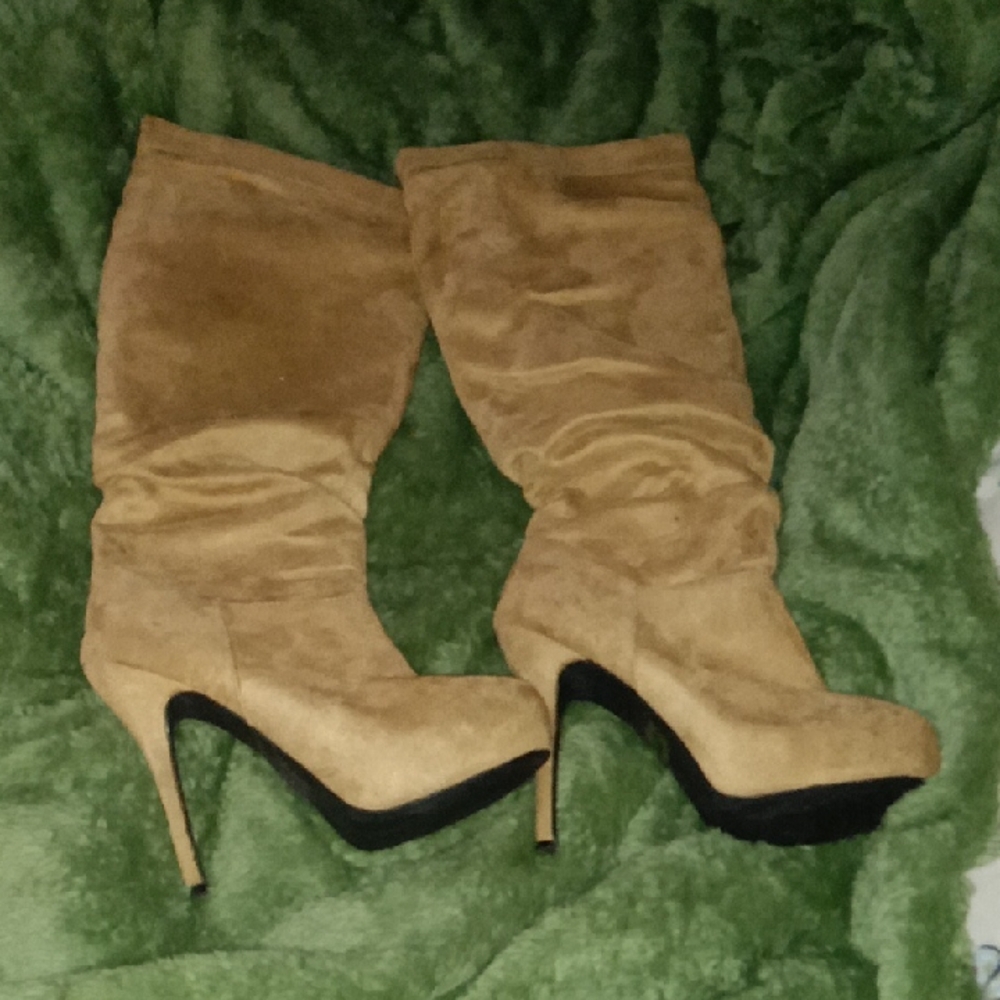 Elegant Tan High Heel Boots